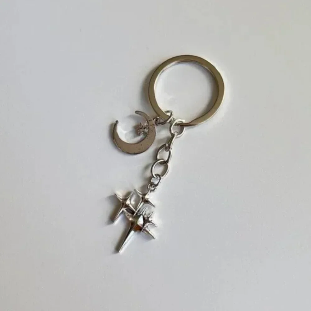 y2k 2000s star moon pendant keyring for keychain